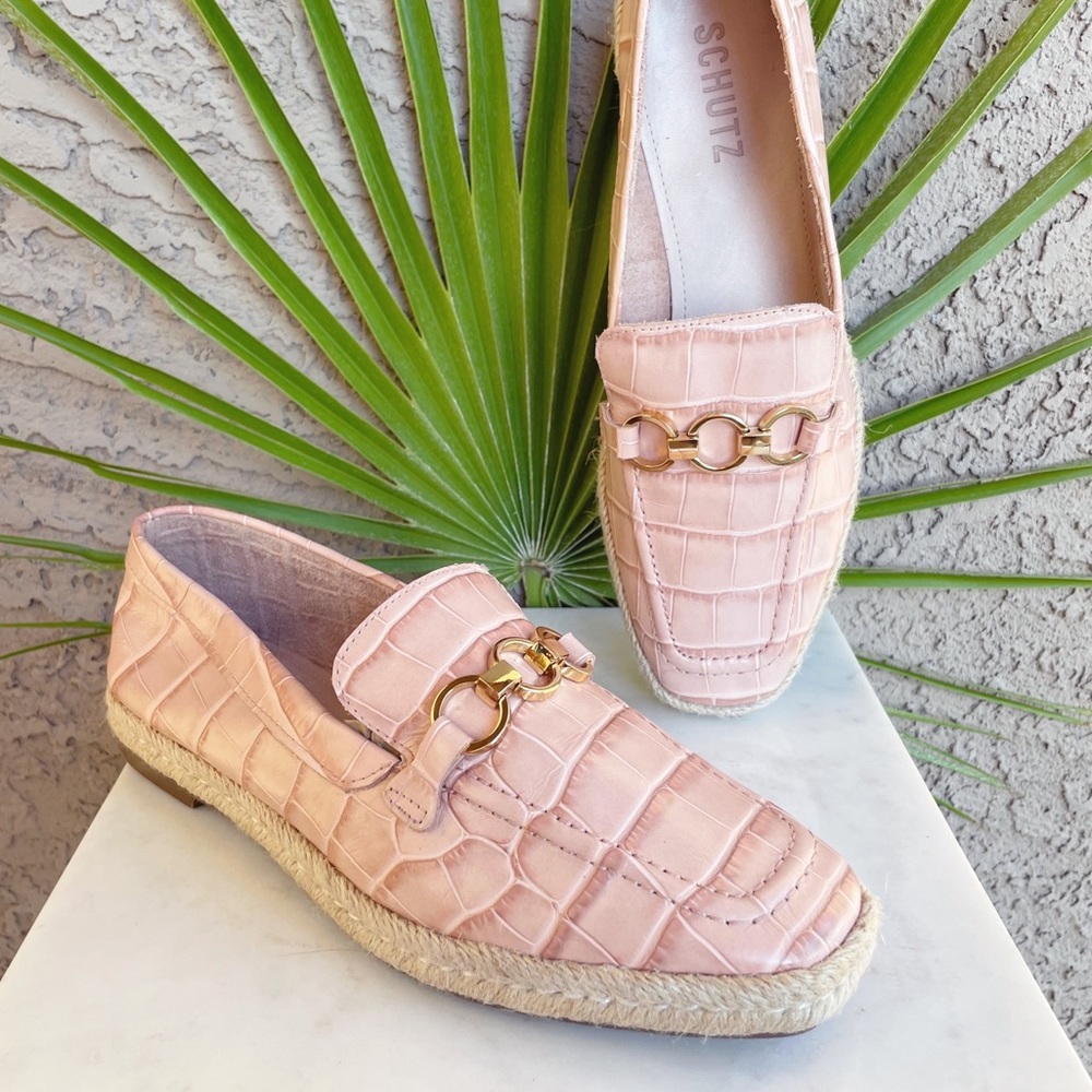 SCHUTZ NWOT Patty Croc Embossed Loafer Espadrilles